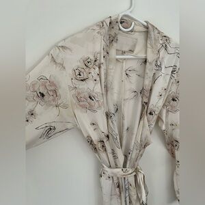Aritzia Le Fou Wilfred Hand Eye Floral Silk Robe
